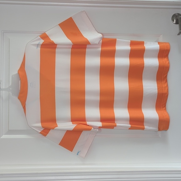 Slazenger Striped Performance Polo Shirt Orange White Blue Golf Activewear XXL - Picture 5 of 12